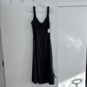 Altard state black slip midi dress